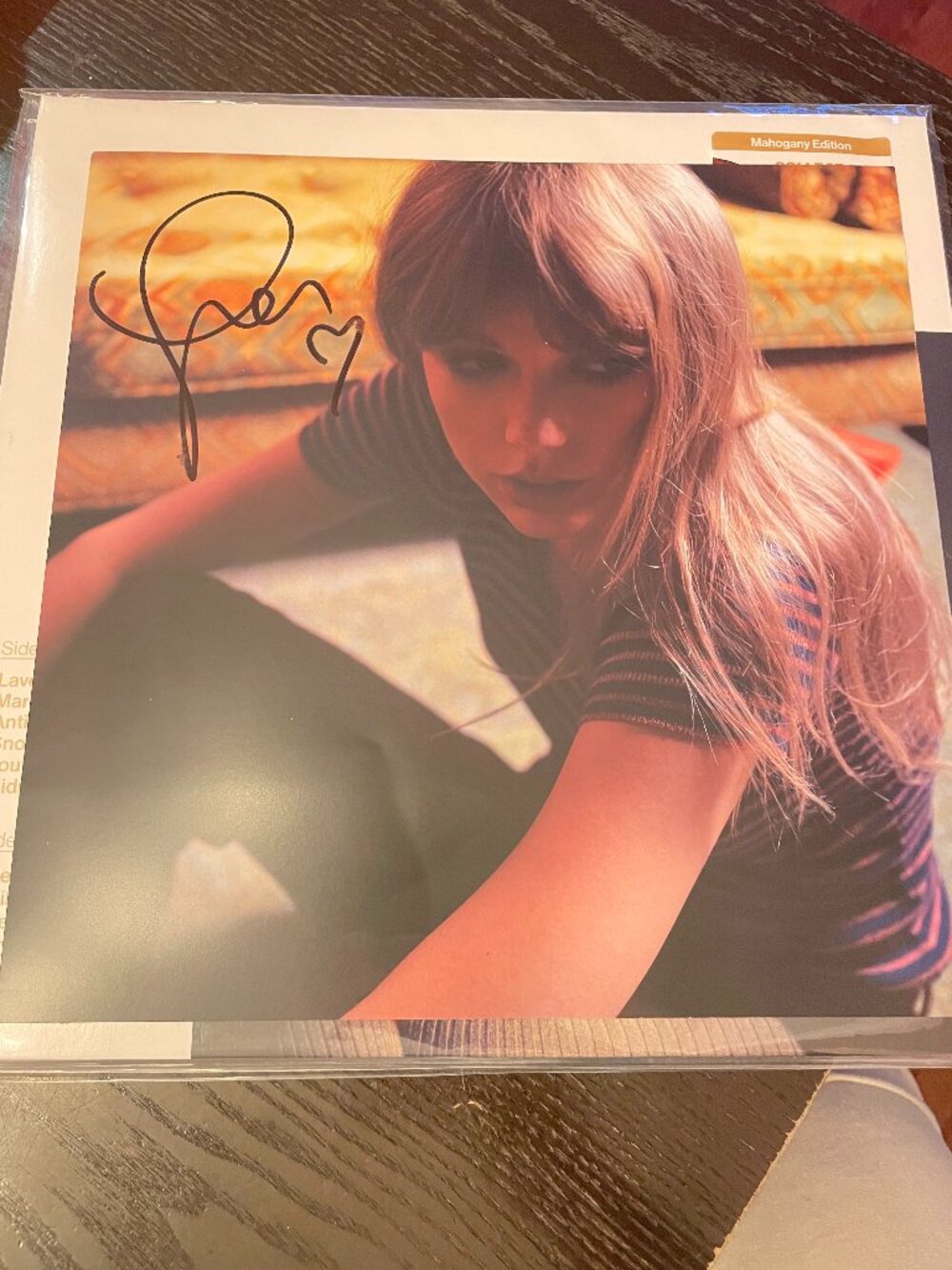 Taylor Swift Midnights Mahogany Signed Vinyl Insert Autograph w/ Heart